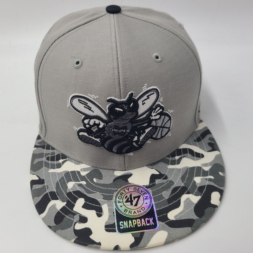 Charlotte Hornets‎ Hat Snapback 47 Brand Gray Camo NBA Basketball Blockhead Men